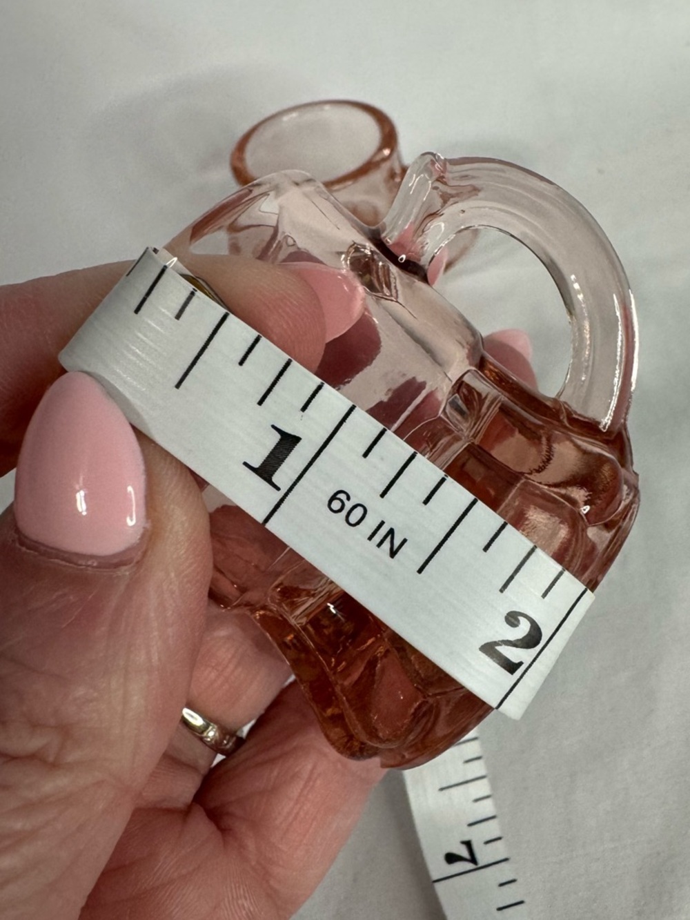 Vintage Pink Depression Glass Mini Mug Shot Glass Set of 2 | Toothpick Holders - Picture 6 of 7